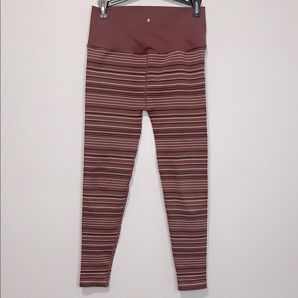 Spiritual Gangster Brown Striped Leggings Size Medium/Large Waist 14”-16” EUC